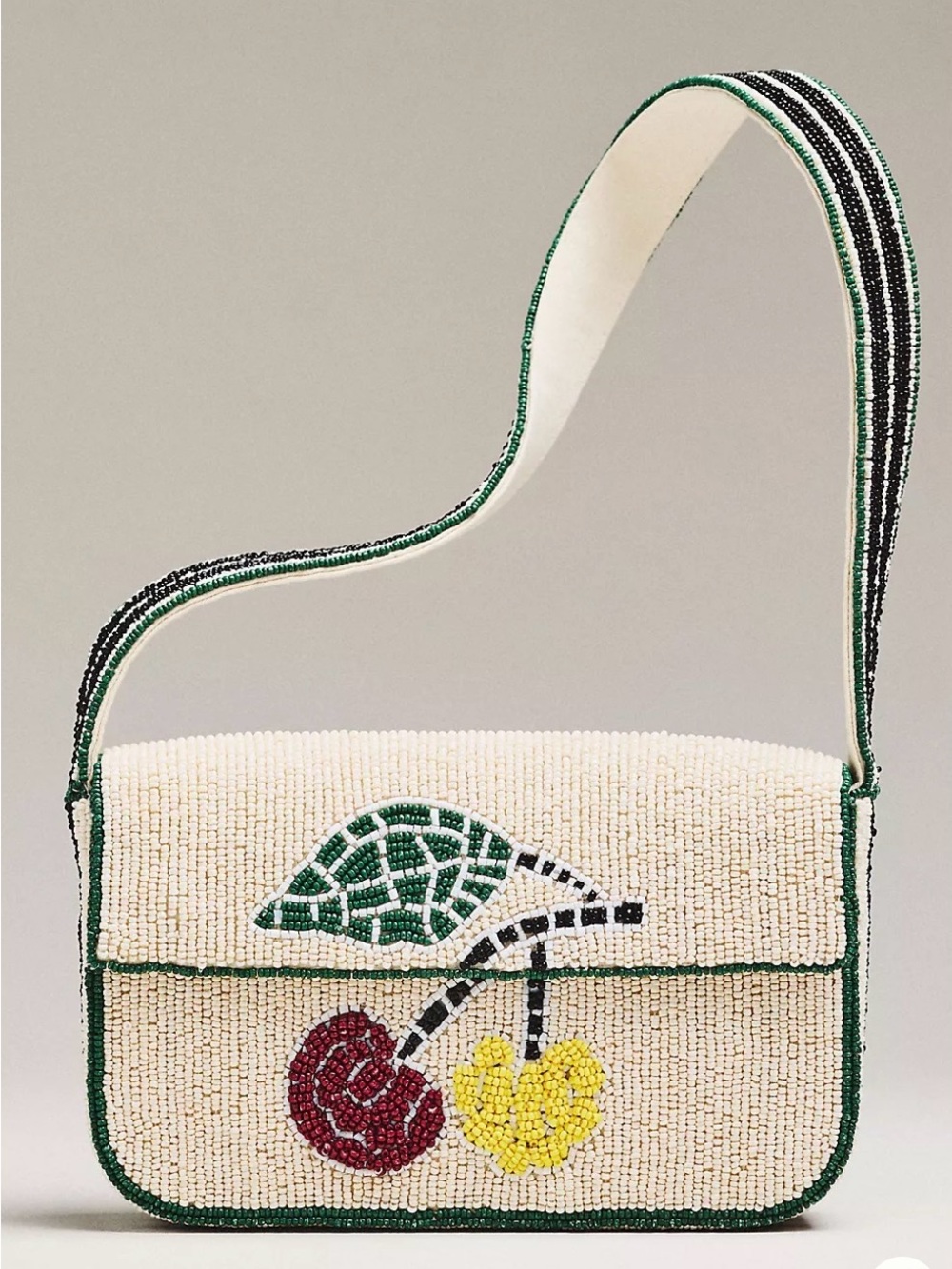 🍒 Anthropologie Fiona Beaded Bag – Food & Drink Edition – Cherry Tile – NWOT 🍒